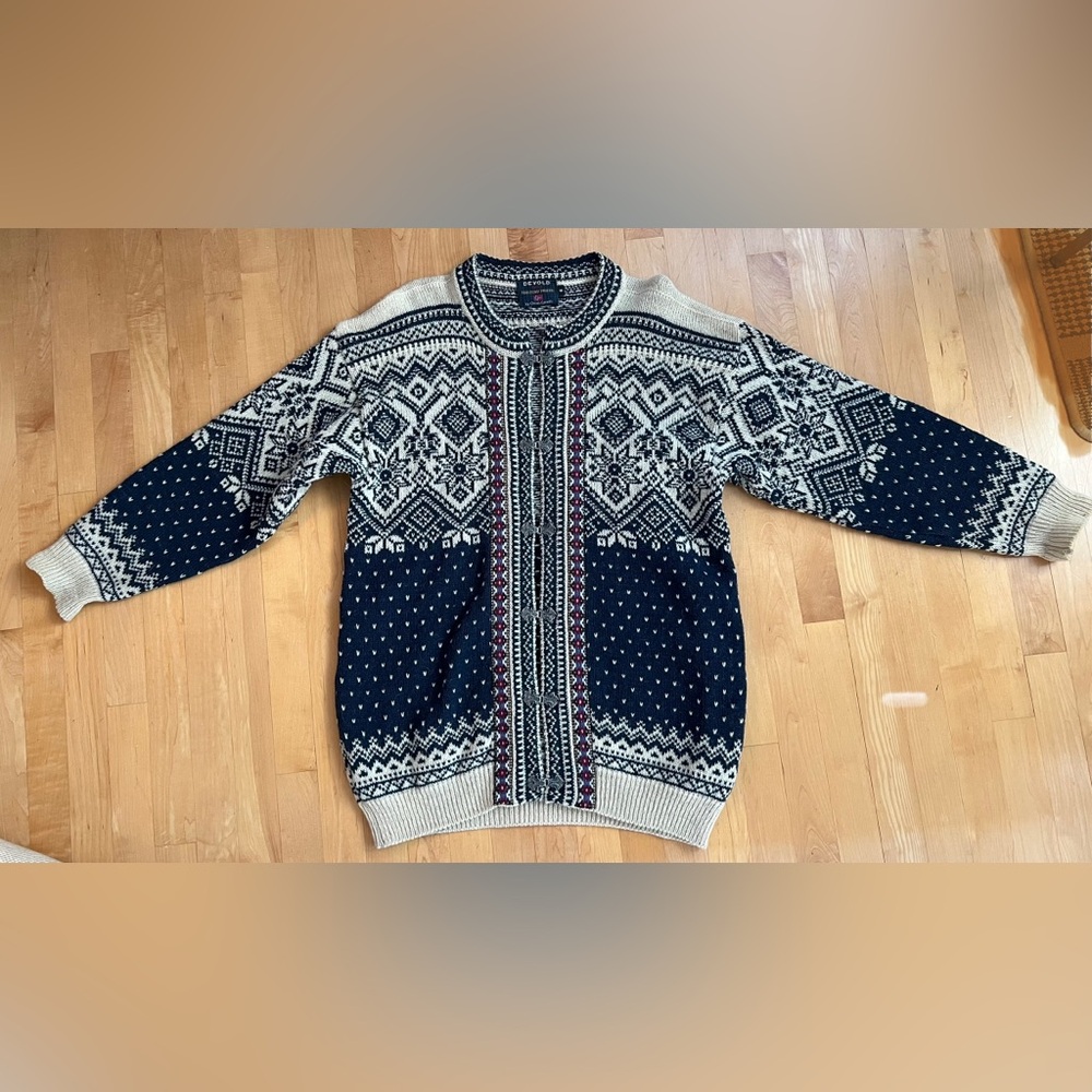 🇳🇴VTG Traditional Norwegian Cardigan Sweater—Devold by Olmes Carretti | Men’s M - Picture 4 of 17